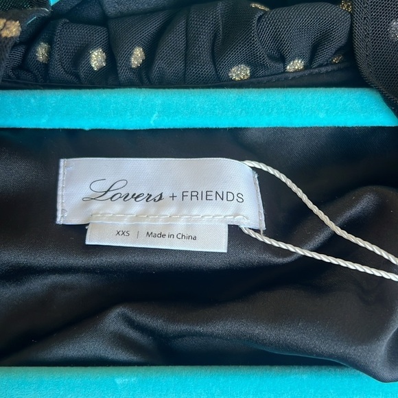 Lovers + Friends Joy Black Stretch Glitter Gold Star Dot Dress NEW WITH TAG - Picture 5 of 9